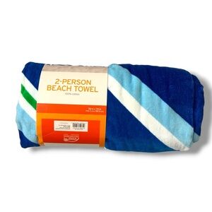 NWT TARGET Striped Beach Towel 2 Person Blue Green Extra Large 56”x 72”